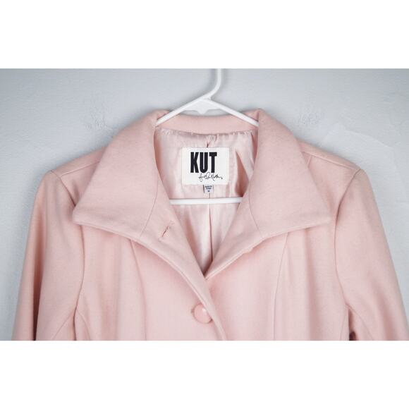 Kut from the Kloth‎ Pink Wool Blend Peacoat Single Breasted Coat Size Medium - Picture 3 of 10